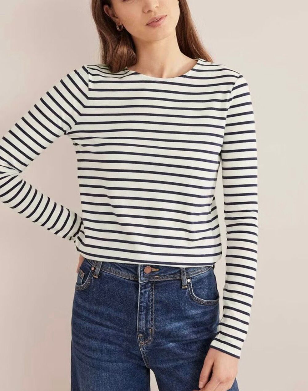 Boden striped boatneck long sleeve blouse size 6